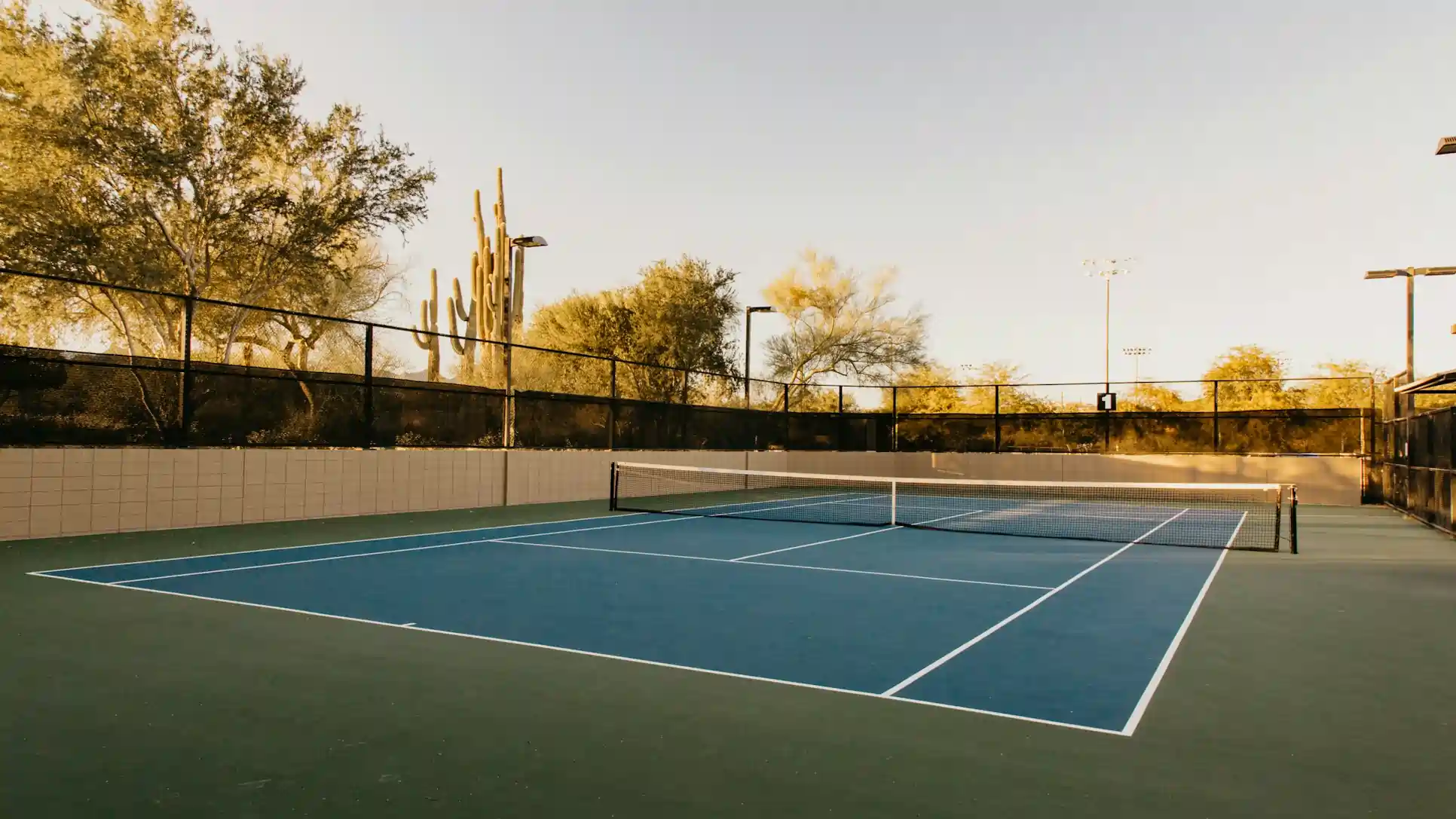 Tennis field available for online booking with court lines visible